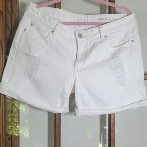 Karlie Boyfriend White Shorts DL1961 distressed mid rise cuff size 31